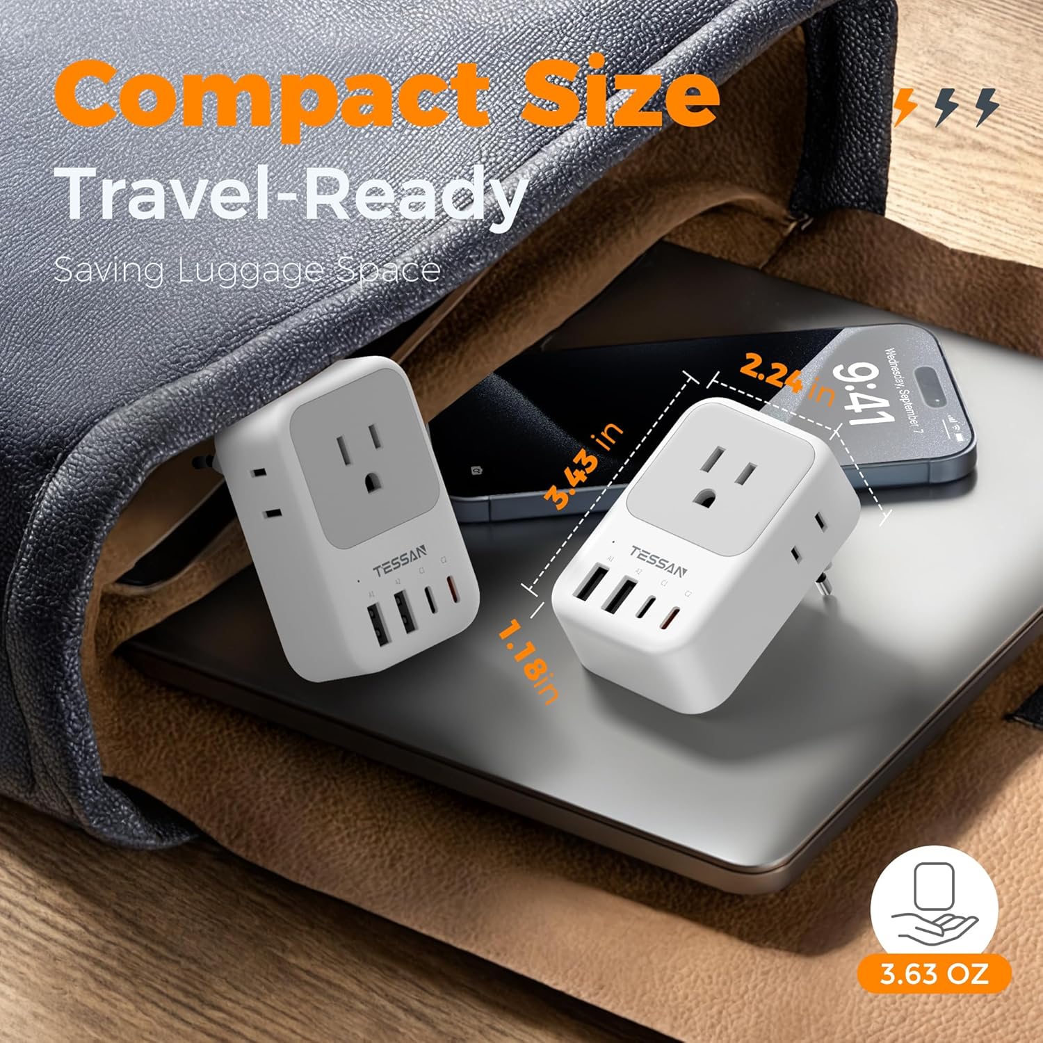 TESSAN European Travel Plug Adapter 2 Pack, PD 20W Adapter for Europe Plug with 4 AC Outlets 4 USB (2 USB C), Type C Adaptor for US to Europe, Italy, Spain, France, Portugal, Greece, Iceland, Germany - Image 6